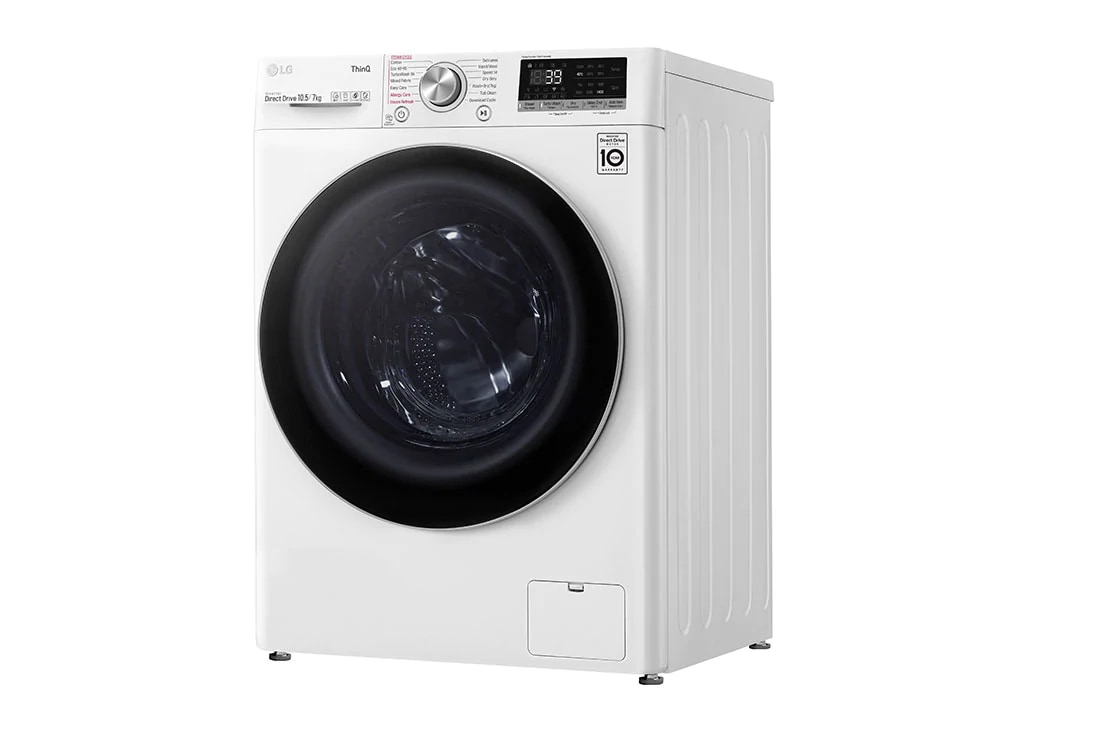 LG veļas mašīna ar žāvētāju 10.5/7kg | AIDD | V7 sērija A/E| Dziļums 56.5 cm | Balta | Turbowash360| Steam | WiFi | F4DV710S1E, F4DV710S1E, thumbnail 5