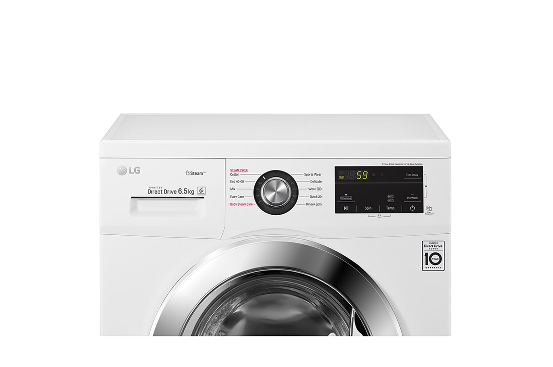 LG šaura veļas mašīna 6.5kg | J3 sērija E|&nbsp;Dziļums 44 cm| Balta| Steam |F2J3WY5WE, F2J3WY5WE 6 Motion veļas mašīna, 6.5kg ietilpība, E klase, F2J3WY5WE, thumbnail 4