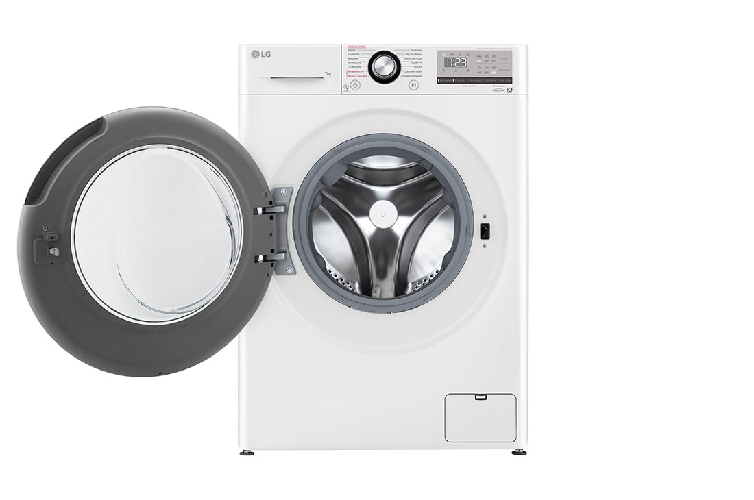 LG šaura veļas mašīna 7kg | AIDD |&nbsp;V3 sērija A–10% |&nbsp;Dziļums 47.5 cm |Balta | Steam | F2WV3S7S6E, Front Open view, F2WV3S7S6E, thumbnail 2