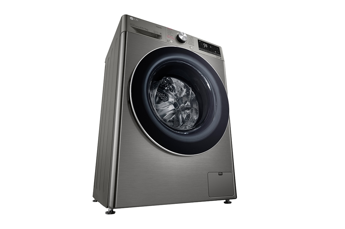 LG šaura veļas mašīna ar žāvētāju 8.5/5kg | AIDD | R5 sērija A/E | Dziļums 47.5 cm | Tumši pelēka | Turbowash | Steam | WiFi |F2DV5S8S2PE, apakšējā perspektīvas skats, F2DV5S8S2PE, thumbnail 13