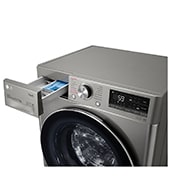 LG šaura veļas mašīna ar žāvētāju 8.5/5kg | AIDD | R5 sērija A/E | Dziļums 47.5 cm | Tumši pelēka | Turbowash | Steam | WiFi |F2DV5S8S2PE, atveriet paplātes sānu skatu, F2DV5S8S2PE, thumbnail 6