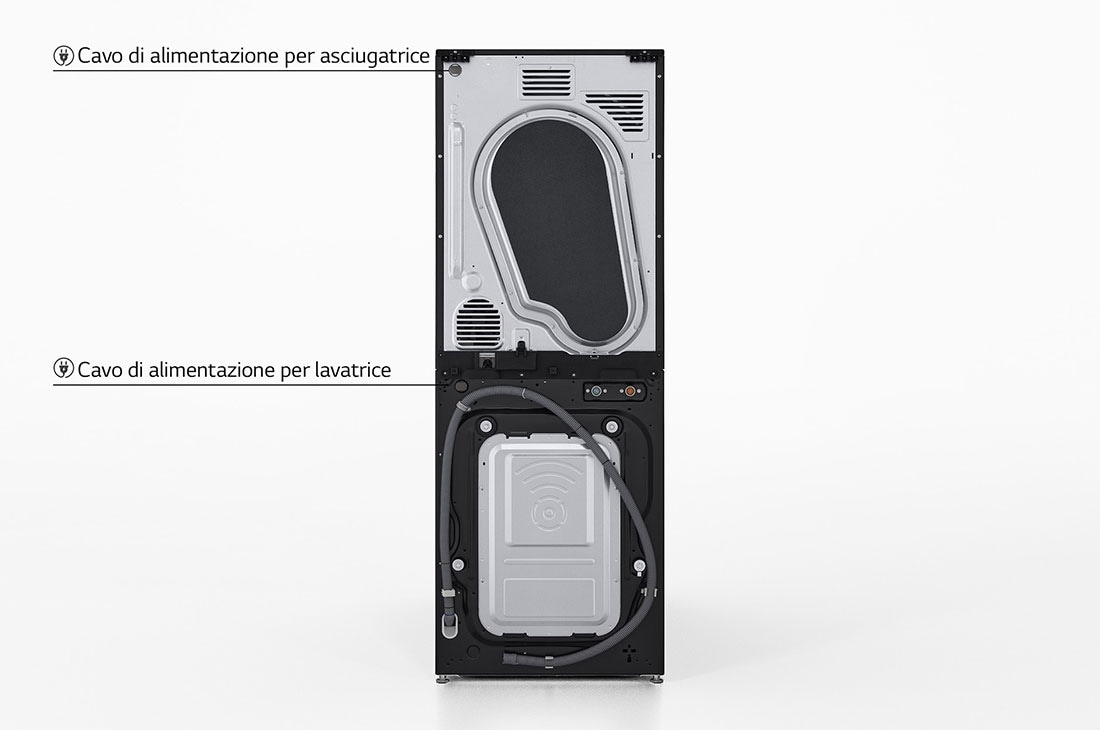 LG WashTower™ ar žāvētāju 12kg / 10kg | AIDD | A / A+++ | Dziļums 60 cm | Matēti melns | Turbowash360 | Steam | WT1210BBF, back view, WT1210BBF, thumbnail 9