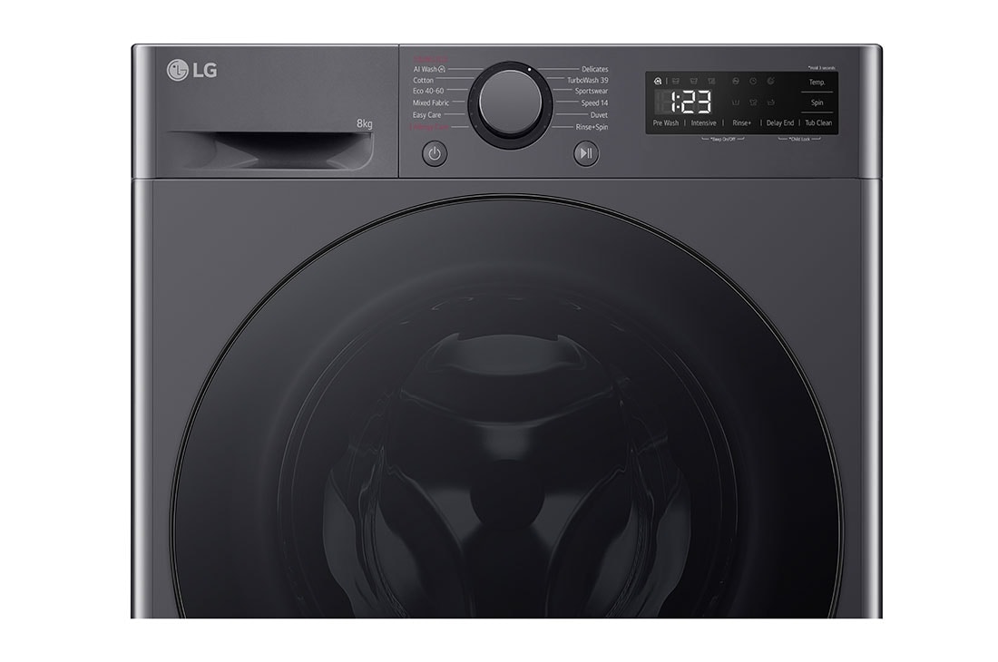 LG šaura veļas mašīna 8kg | AIDD | R5 sērija A–10% | Dziļums 47.5 cm I Melna | Steam | F2WR508S2M, Displeja skats, F2WR508S2M, thumbnail 5