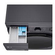 LG šaura veļas mašīna 8kg | AIDD | R5 sērija A–10% | Dziļums 47.5 cm I Melna | Steam | F2WR508S2M, Augšējais perspektīvas skats ar atvērtu mazgāšanas līdzekļa pieslēgvietu, F2WR508S2M, thumbnail 7