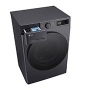 LG šaura veļas mašīna 8kg | AIDD | R5 sērija A–10% | Dziļums 47.5 cm I Melna | Steam | F2WR508S2M, Augšējais perspektīvas skats ar atvērtu mazgāšanas līdzekļa pieslēgvietu, F2WR508S2M, thumbnail 9