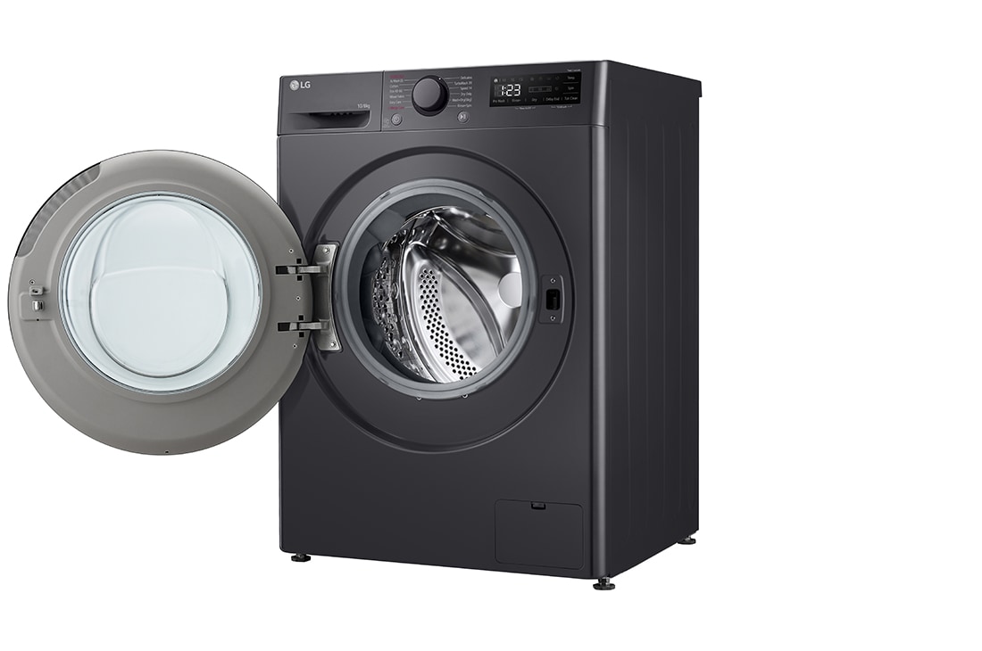 LG veļas mašīna ar žāvētāju 10/6kg | AIDD | R5 sērija A–10%/D |Dziļums 56.5 cm I Balta | Turbowash360 | Steam | F4DR510S2M, Jobb oldali nézet nyitott ajtóval, F4DR510S2M, thumbnail 11