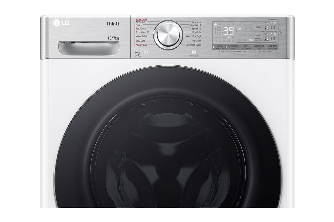 LG veļas mašīna ar žāvētāju 13/7kg | AIDD | R9 sērija A–10%/D | Dziļums 61.5 cm I Balta | Turbowash360 | Steam | WiFi | F4DR913P3WA, Front perspective, F4DR913P3WA, thumbnail 6