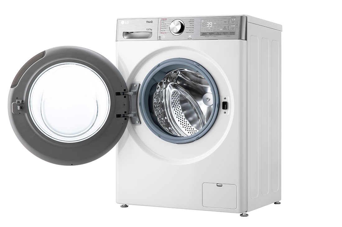 LG veļas mašīna ar žāvētāju 13/7kg | AIDD | R9 sērija A–10%/D | Dziļums 61.5 cm I Balta | Turbowash360 | Steam | WiFi | F4DR913P3WA, Left door open, F4DR913P3WA, thumbnail 11
