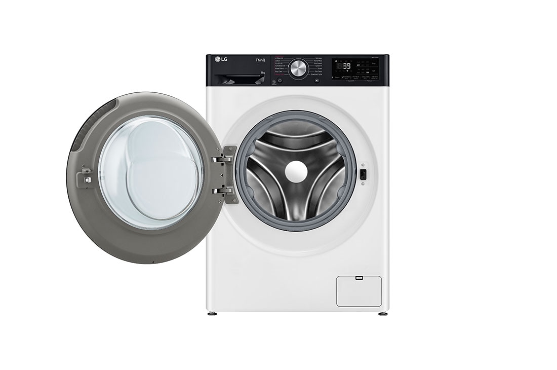 LG šaura veļas mašīna 8kg | AIDD | R7 sērija A–10% | Dziļums 47.5 cm I Balta | Turbowash360 | Steam | WiFi | F2WR708S2H, Front view with door open, F2WR708S2H, thumbnail 2