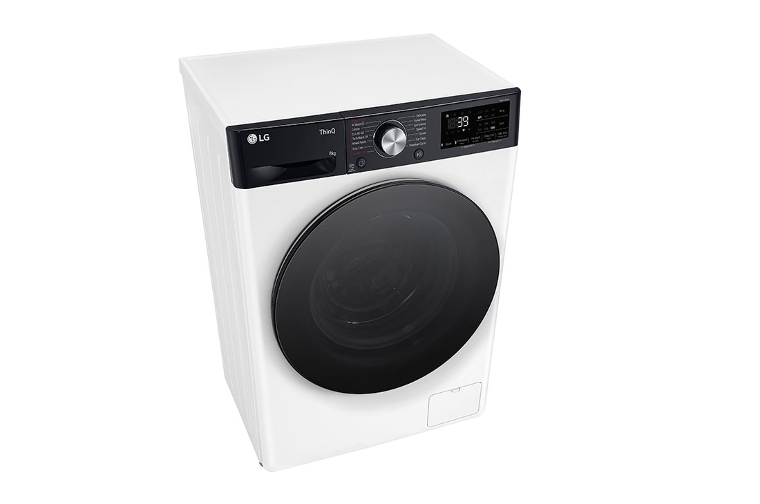 LG šaura veļas mašīna 8kg | AIDD | R7 sērija A–10% | Dziļums 47.5 cm I Balta | Turbowash360 | Steam | WiFi | F2WR708S2H, Top perspective view, F2WR708S2H, thumbnail 8