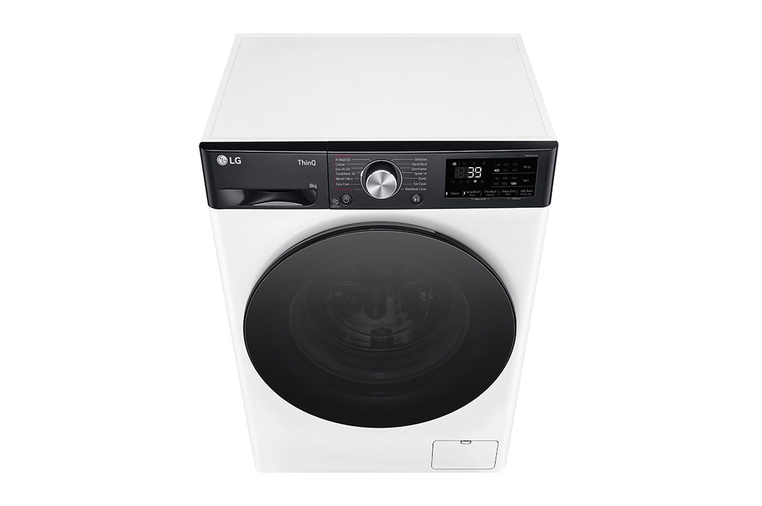 LG šaura veļas mašīna 8kg | AIDD | R7 sērija A–10% | Dziļums 47.5 cm I Balta | Turbowash360 | Steam | WiFi | F2WR708S2H, Top perspective view, F2WR708S2H, thumbnail 9
