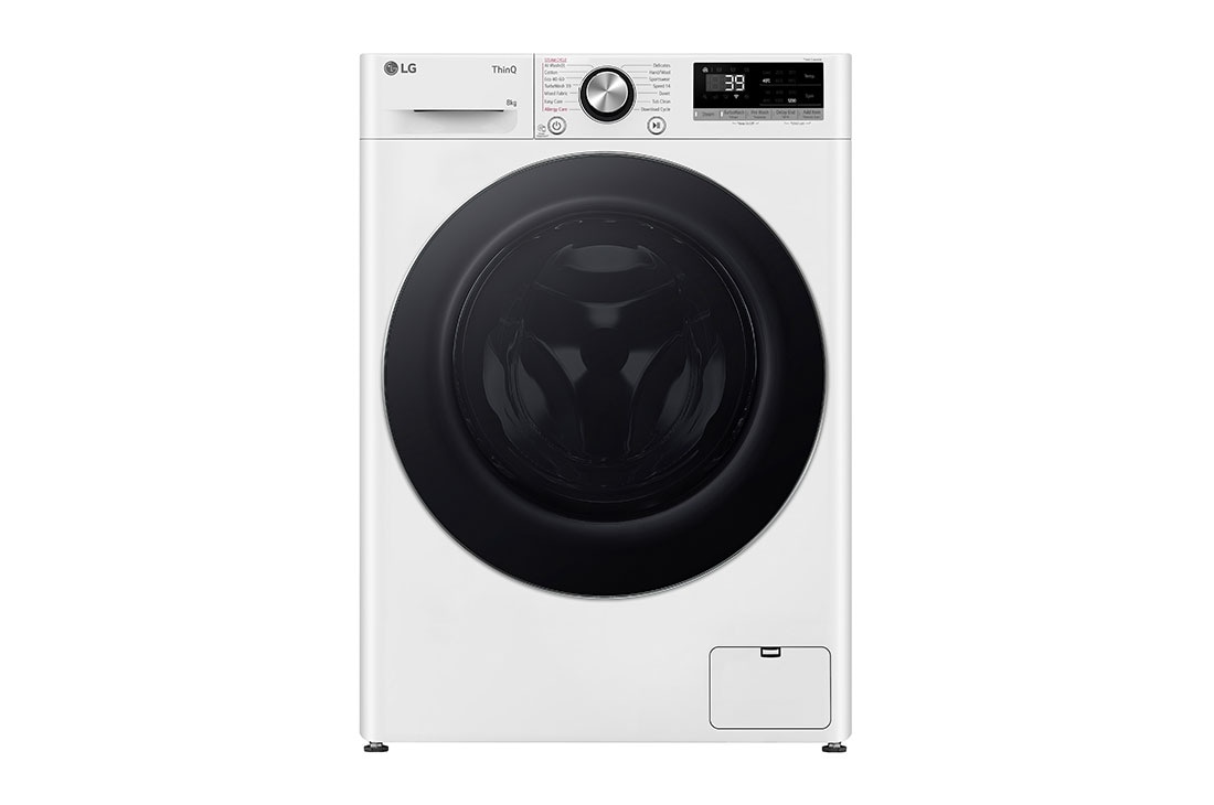 LG šaura veļas mašīna 8kg | AIDD | R7 sērija A–10% | Dziļums 47.5 cm I Balta | Turbowash360 | Steam | WiFi | F2WR708S3W, Front view, F2WR708S3W