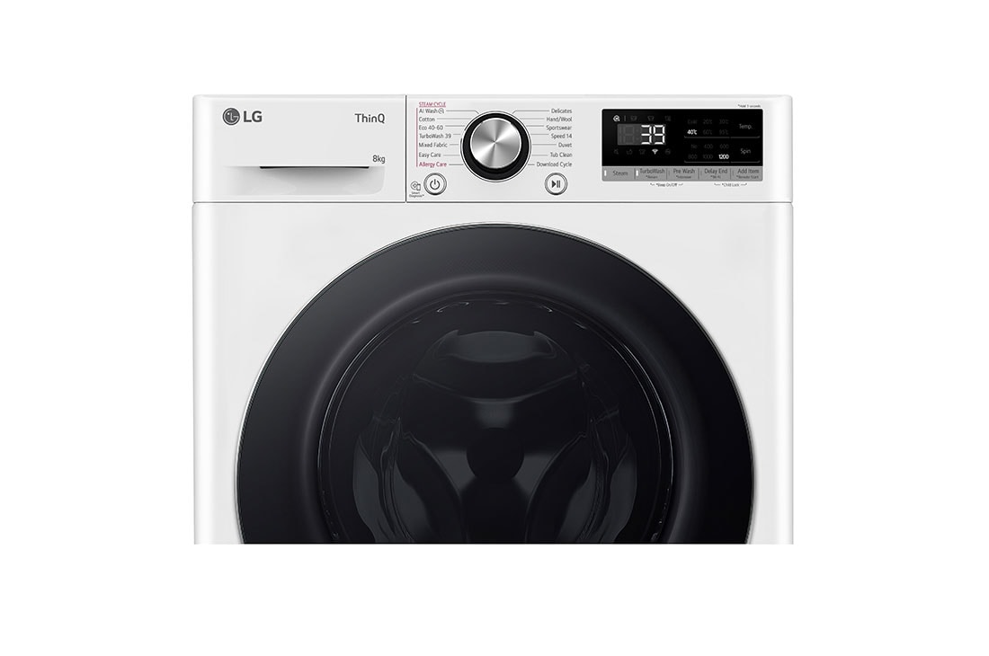 LG šaura veļas mašīna 8kg | AIDD | R7 sērija A–10% | Dziļums 47.5 cm I Balta | Turbowash360 | Steam | WiFi | F2WR708S3W, Display view, F2WR708S3W, thumbnail 6