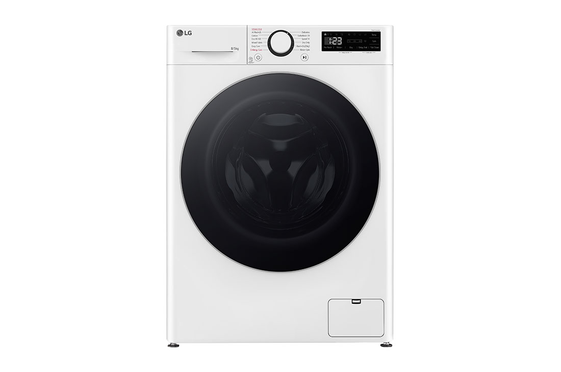 LG šaura veļas mašīna ar žāvētāju 8/5 kg | AIDD | R5 sērija | A-10%/E | Dziļums 47.5 cm | Balta | Turbowash360 | Steam | F2DR508S1W, Front view, F2DR508S1W