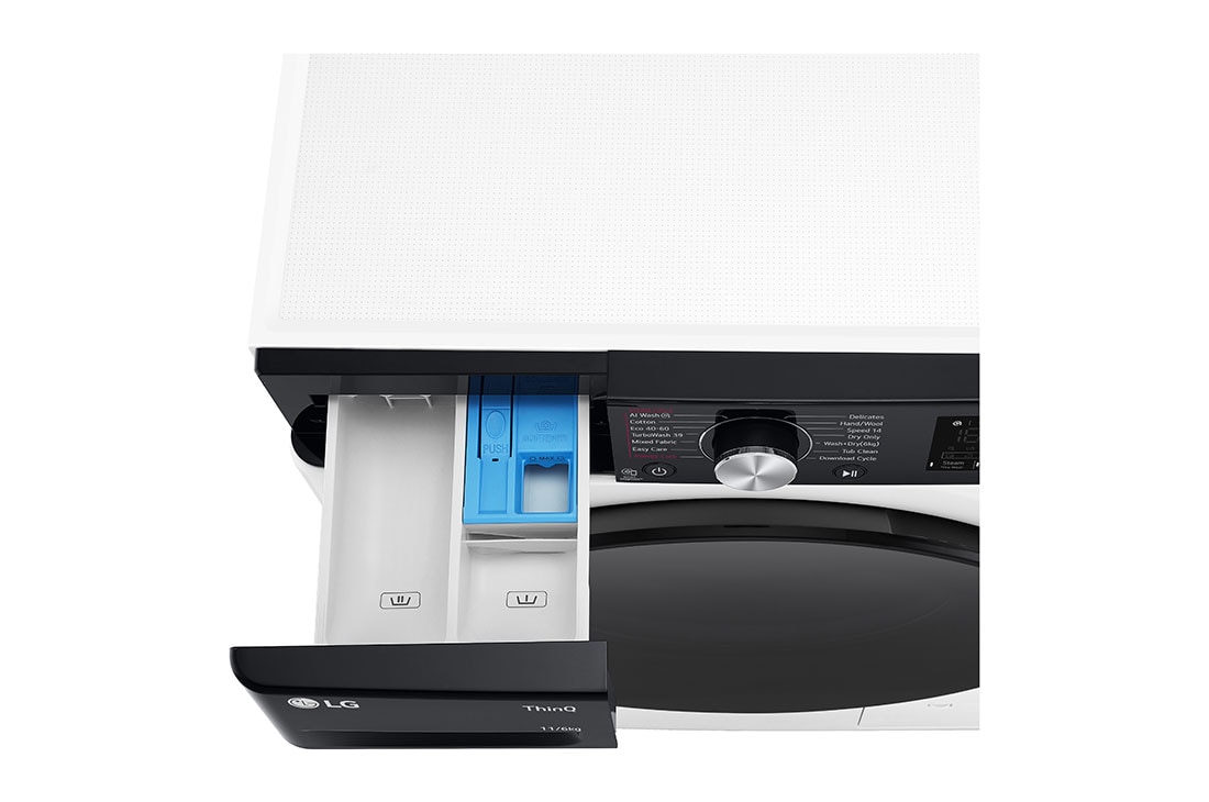 LG veļas mašīna ar žāvētāju 11/6kg | AIDD | R7 sērija A–10%/D | Dziļums 56.5 cm I Balta | Turbowash360 | Steam | WiFi | F4DR711S2H, Top drawer open, F4DR711S2H, thumbnail 7