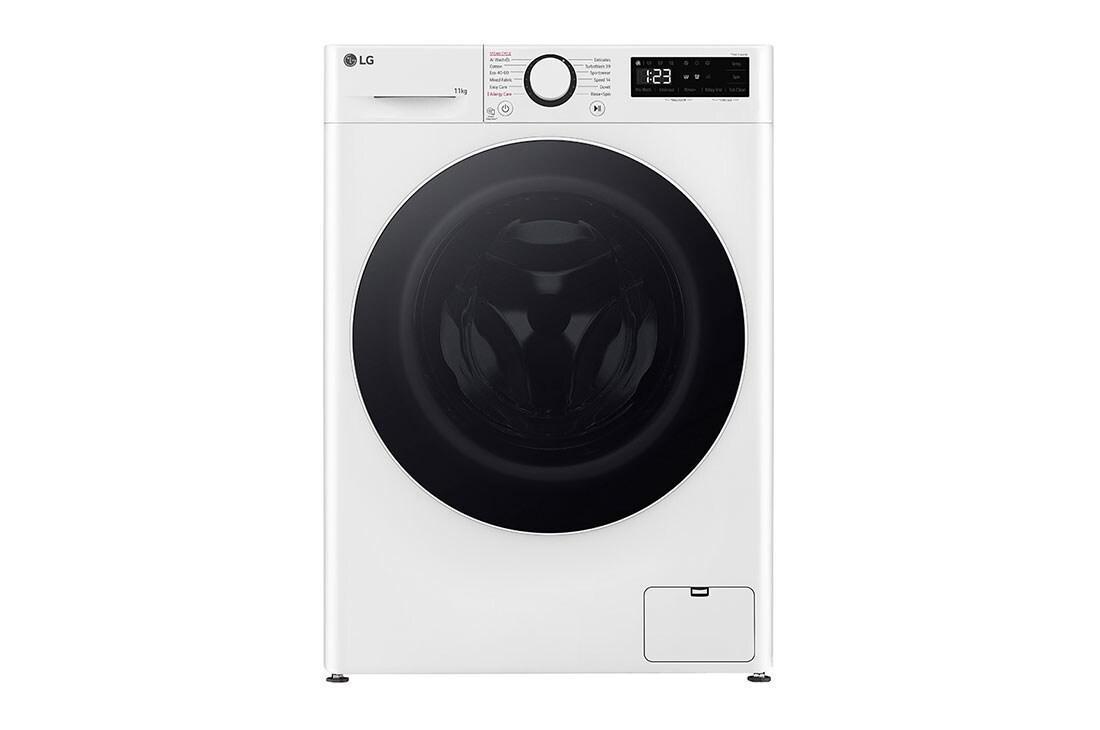 LG veļas mašīna 11kg | AIDD | R5 sērija A–10% | Dziļums 56.5 cm I Balta | Turbowash360 | Steam | F4WR511S0W, Front view, F4WR511S0W