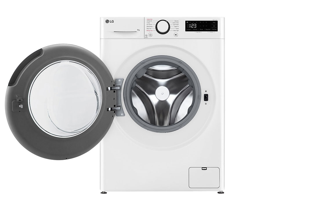 LG veļas mašīna 9kg | Dziļums 475mm | A-10% | R5 sērija | Balta | AI DD™ | Steam™ | Inverter Direct Drive™, Front door open view, F2WR509SWW, thumbnail 2