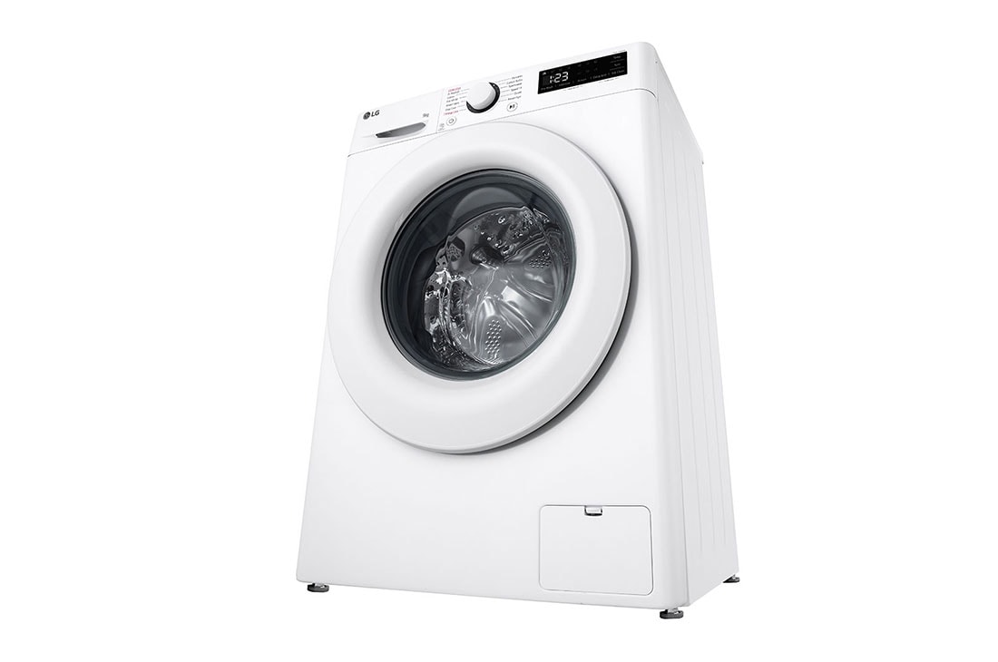 LG veļas mašīna 9kg | Dziļums 475mm | A-10% | R5 sērija | Balta | AI DD™ | Steam™ | Inverter Direct Drive™, Right side open door view, F2WR509SWW, thumbnail 12