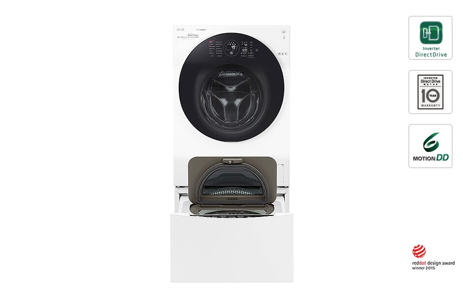 LG TwinWash™ veļas mašīna ar tvaika funkciju, 10+2kg ietilpība, A+++ -40% klase, FH4G1JCS2