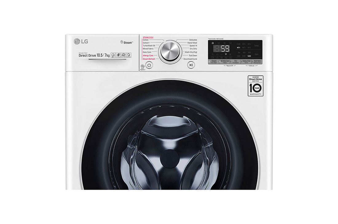 LG 700. sērijas 10,5 kg veļas mašīna ar žāvētāju, dziļums 56 cm, F4DV710H1, thumbnail 6