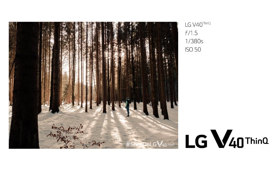 A short taken with the LG V40ThinQ of the sun peeping through the snowy forest in Tyrol | More at LG MAGAZINE