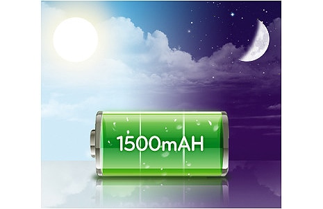 1500 mAh akumulators. Izbaudiet vairāk ar akumulatoru, kas darbojas ilgāk.1