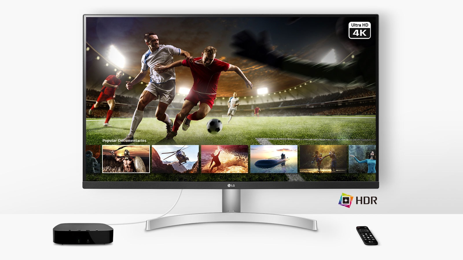 Jugar un partido de fútbol en vivo en Ultra HD 4K HDR desde el servicio de streaming