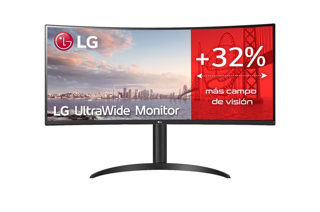 LG 34WP65C-B - Monitor Ultrapanorámico 21:9 LG UltraWide (Panel VA: 3440x1440, 160Hz, 300cd/m², 3000:1, sRGB>99%, curvo); AMD FreSync™ Premium; 5ms (1ms con MBR); HDR10; Estabilizador de Negros; Modo Lectura., vista frontal, 34WP65C-B, thumbnail 8