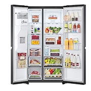 LG Refrigerador Duplex Door-in-Door Inteligente 22 pies cúbicos - Negro Mate con Despachador de Agua y Hielos  | LINEAR INVERTER, front open view, VS22JNT, thumbnail 5