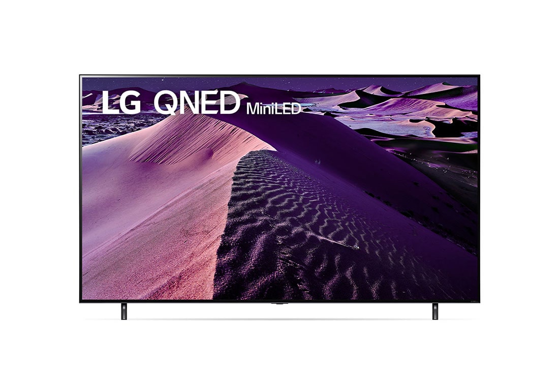 LG Pantalla LG QNED MiniLED TV 75'' 4K SMART TV con ThinQ AI , A front view of the LG QNED TV with infill image and product logo on, 75QNED85SQA