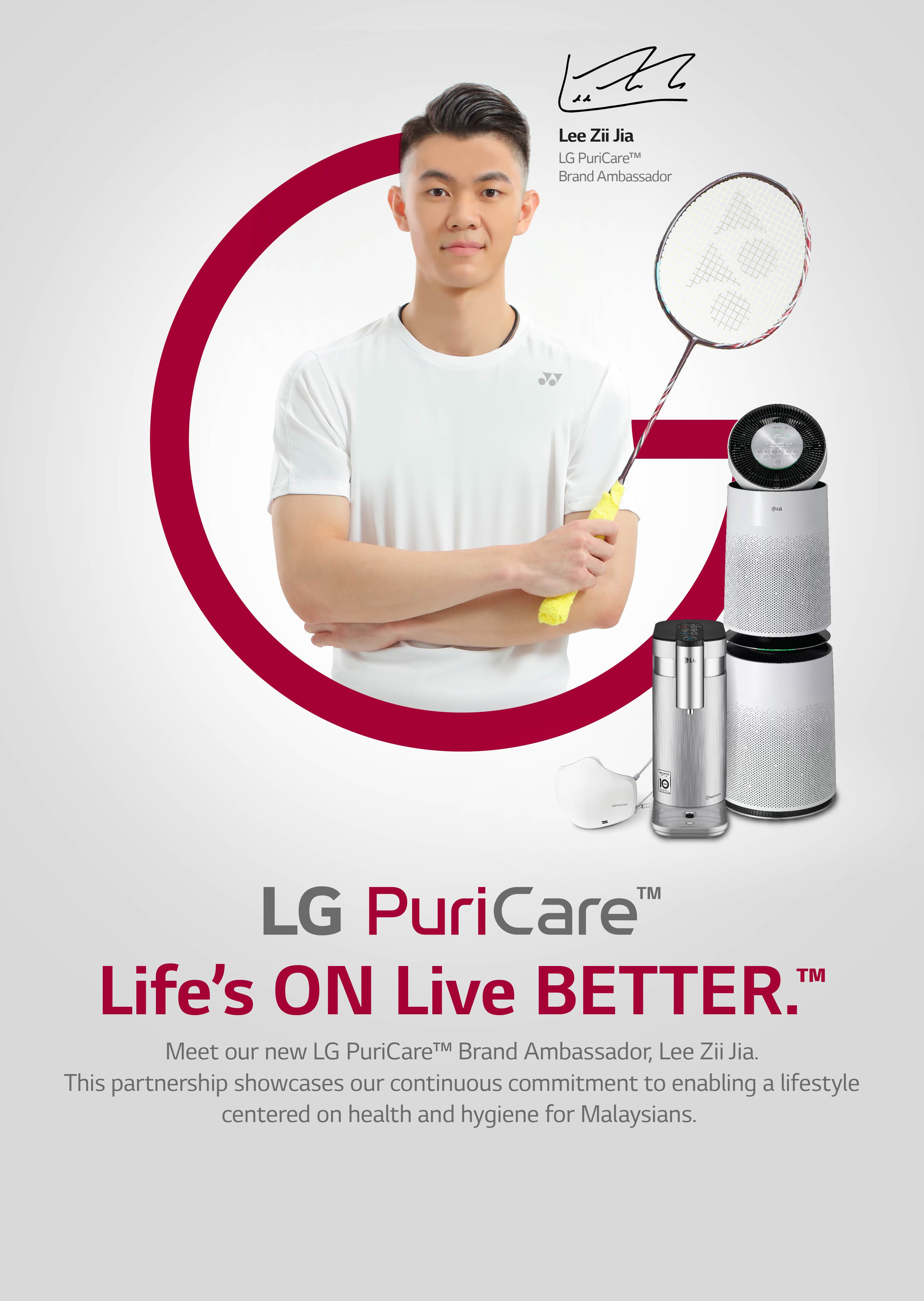 Lee Zii Jia is the Brand Ambassador for LG PuriCare™ of LG Electronics LG Malaysia