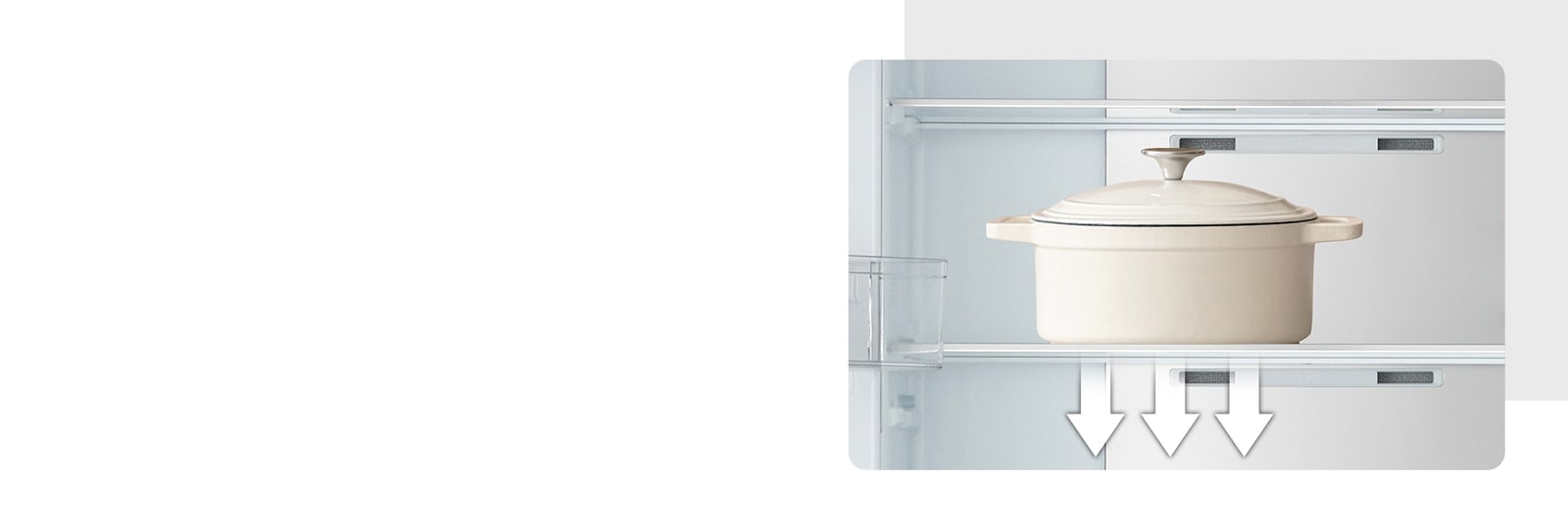 The shelves in the refrigerator hold heavy pans