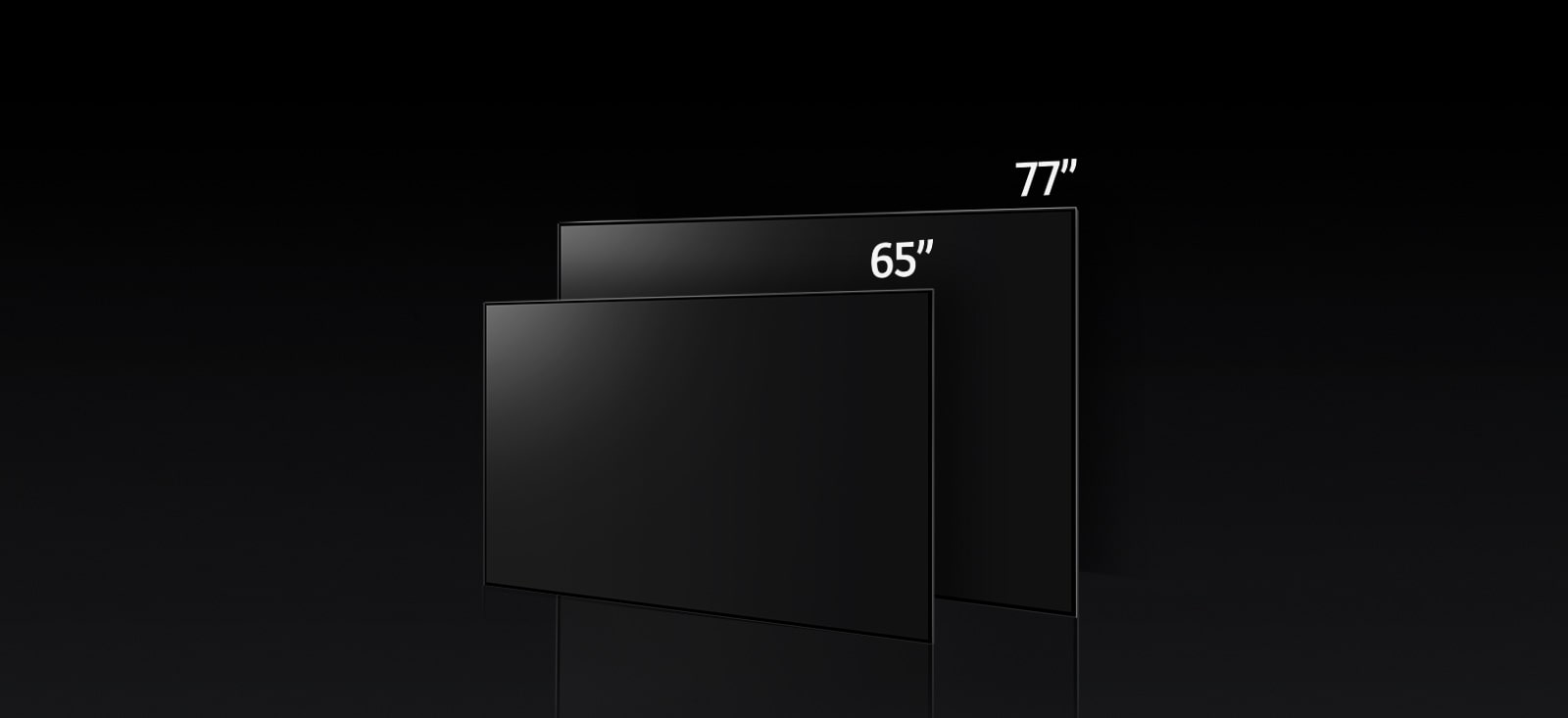 An image comparing LG OLED G3's varying sizes, showing 55", 65", 77", and 83".