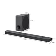 LG S90QY 570W 5.1.3ch High Res Audio Sound Bar with Dolby Atmos and IMAX Enhanced, Diagonal view of sound bar and subwoofer with size , S90QY, thumbnail 14