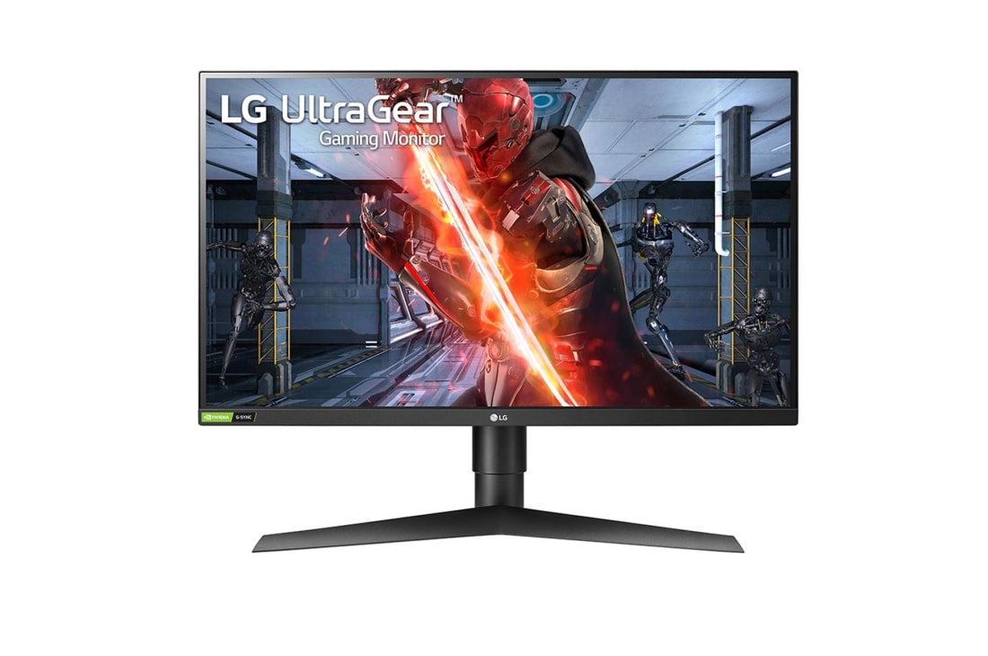 LG 27” UltraGear Full HD  IPS 1ms 240Hz HDR 10 Gaming  Monitor with G-Sync Compatible, front view, 27GN750-B