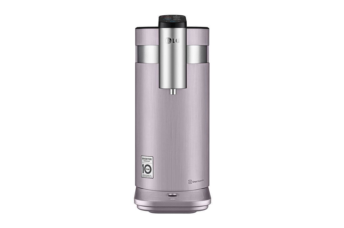 LG Tankless LG PuriCare™ Water Purifier with 3-stage filtration & Tankless Hot / Cold / Ambient, Shiny Rose , Front view and power on, WD515AN