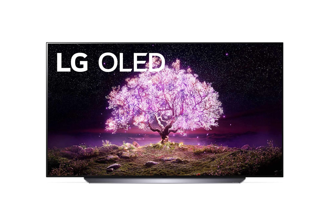 LG C1 77” 4K Smart SELF-LIT OLED TV with AI ThinQ® (2021), front view, OLED77C1PTB