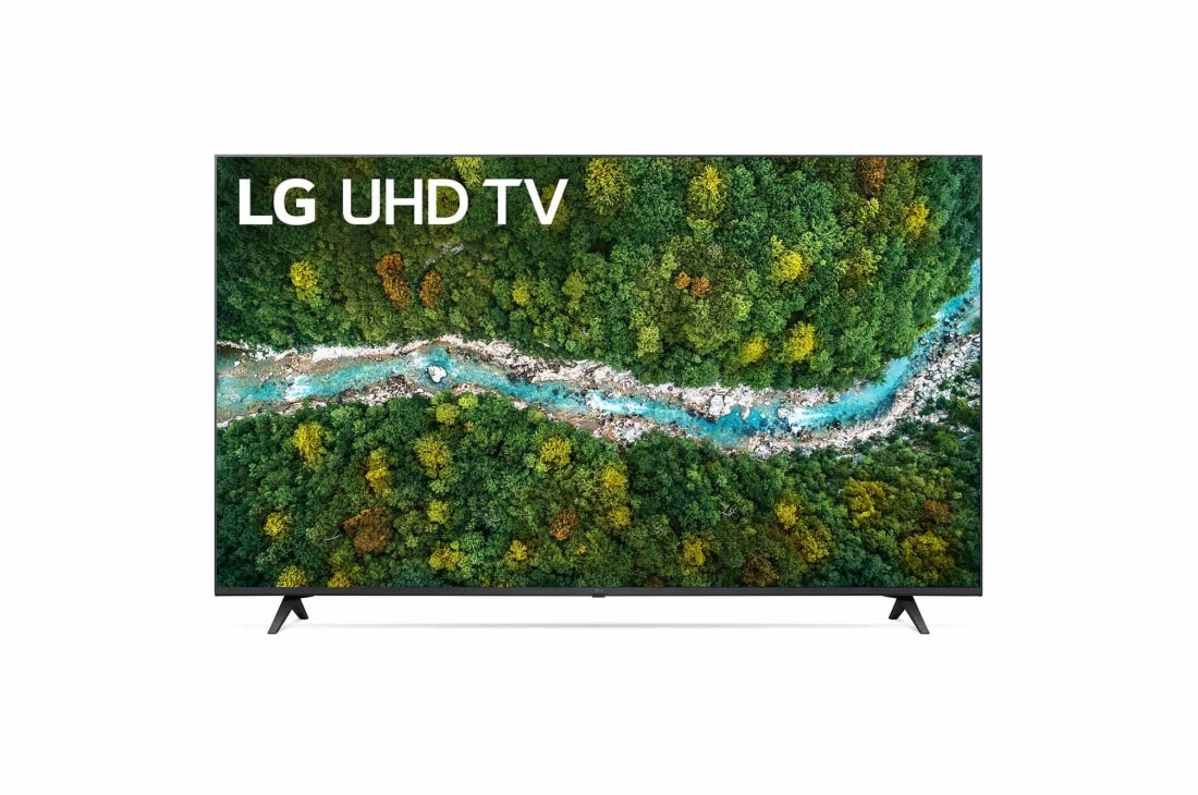 LG UP77 Series 50'' Smart UHD TV with AI ThinQ® (2021), front view with infill image, 50UP7750PTB
