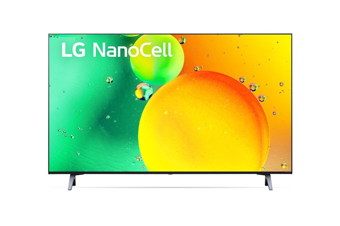LG 50 inch NANO75 4K Smart NanoCell TV with AI ThinQ® (2022), A front view of the LG NanoCell TV, 50NANO75SQA