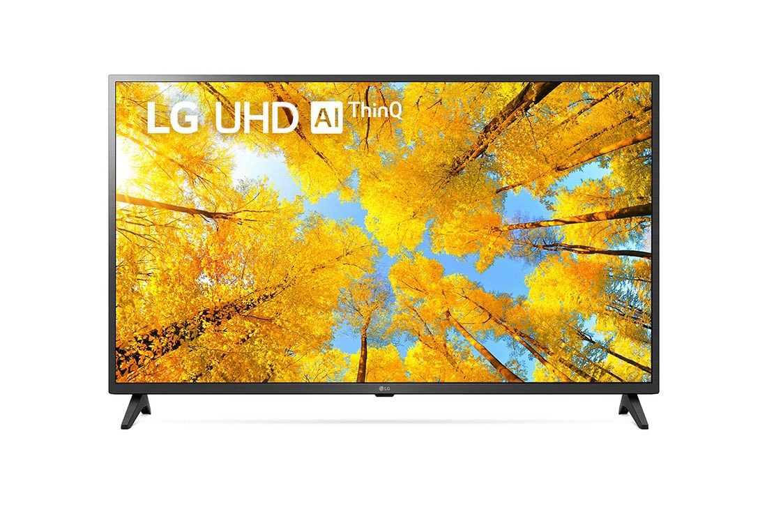 LG 43 inch UQ75 Series 4K Smart UHD TV with AI ThinQ® (2022), LG 43UQ7550PSF Front View with infill logo, 43UQ7550PSF