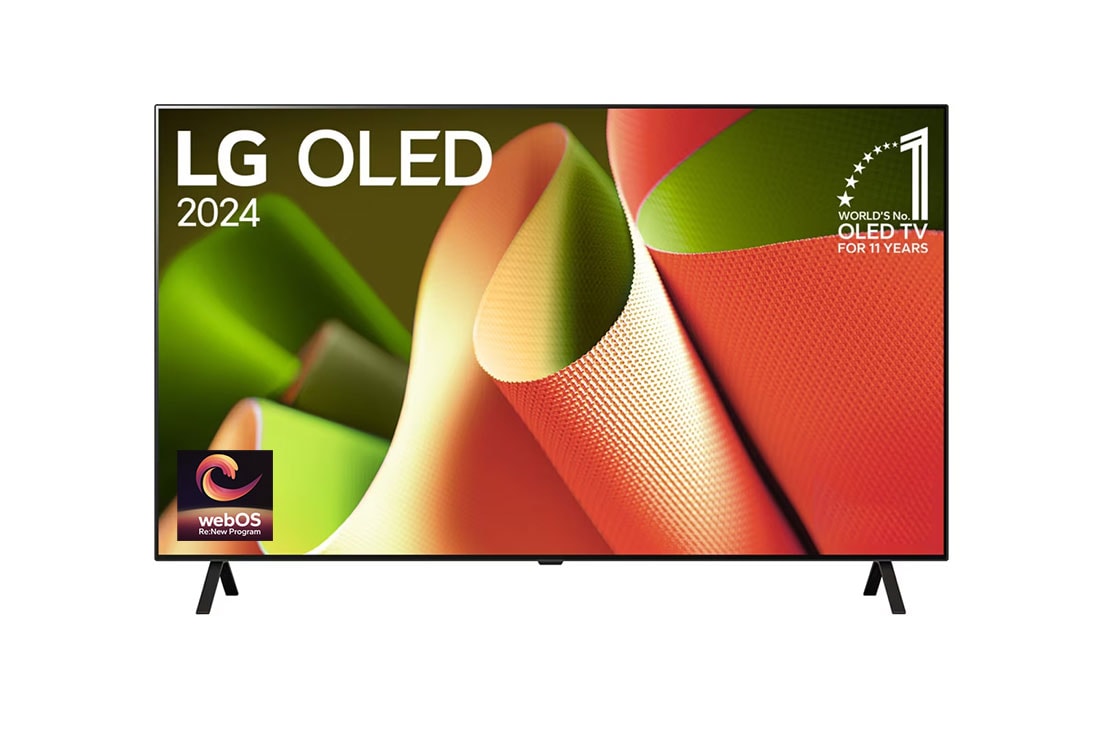 LG OLED AI TV B4 65 inch 120Hz Dolby Vision & HDR10 4K UHD (2024) , Front view with LG OLED and 11 Years World No.1 OLED Emblem, OLED65B4PSA