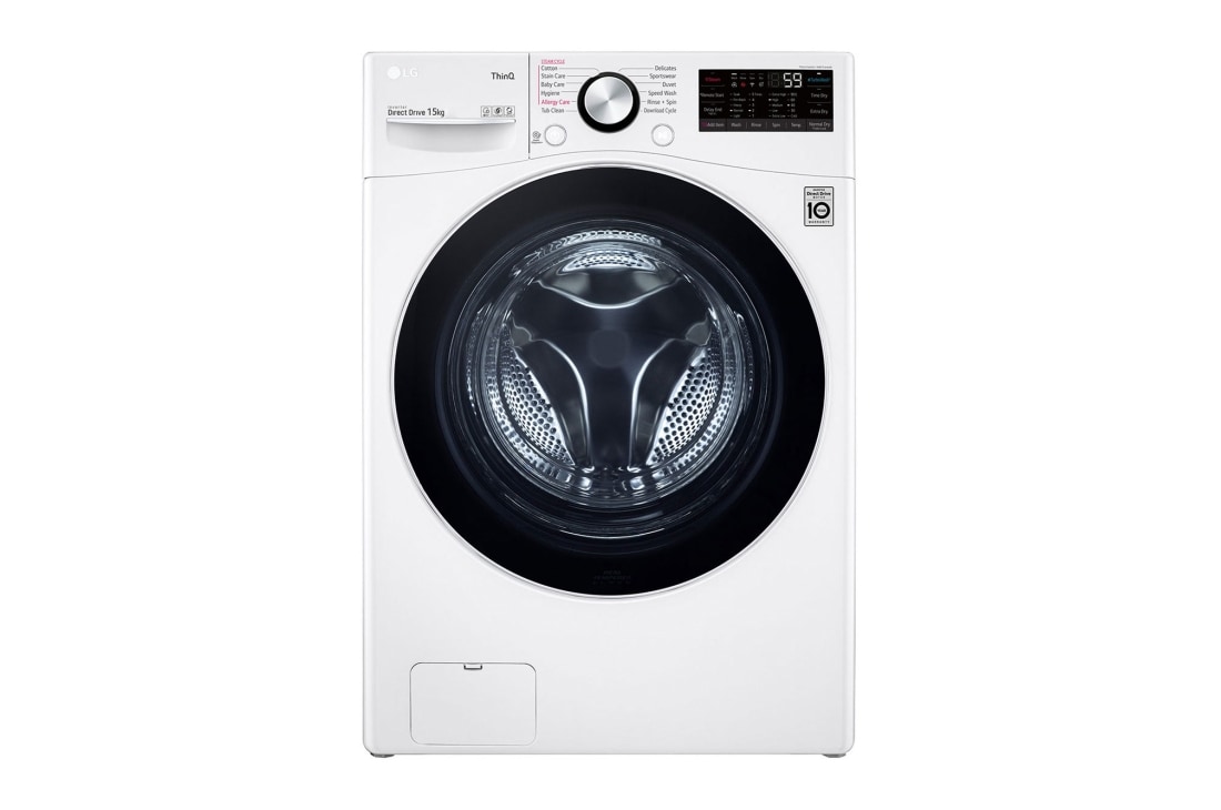 LG 15kg Washing Machine with AI Direct Drive™ and TurboWash™, front view, F2515STGW