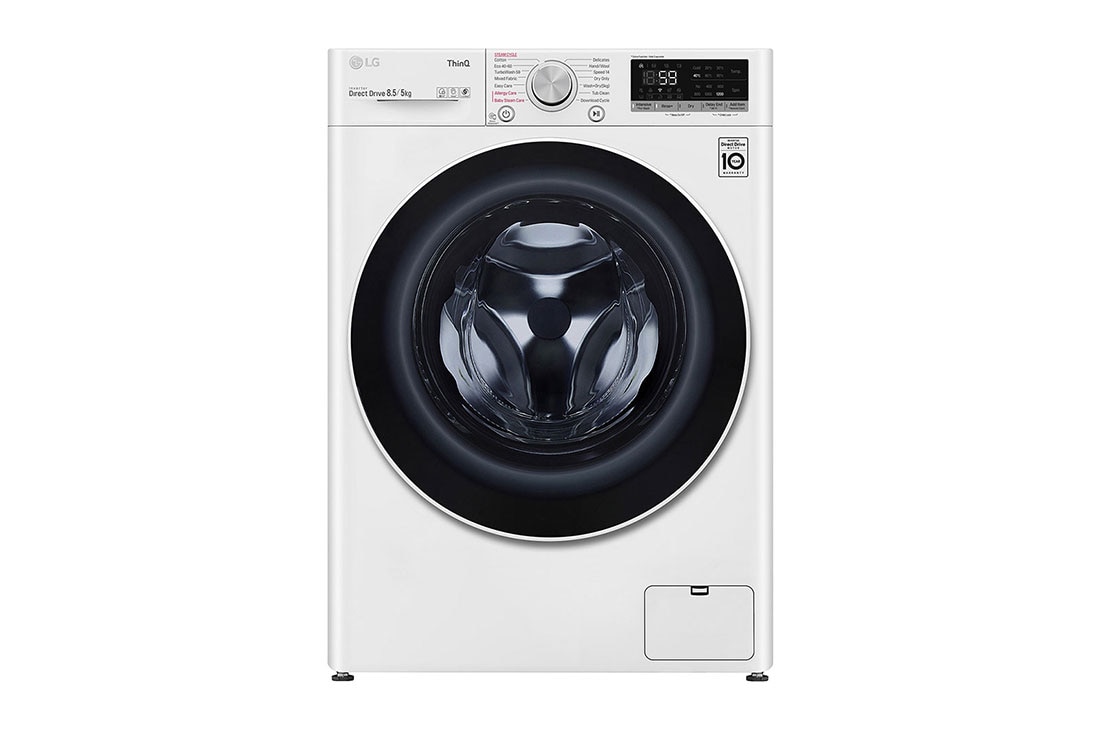 LG 8.5/5kg Front Load Washer with AI Direct Drive™ and Steam™, Front (Without Top), FV1285D4W