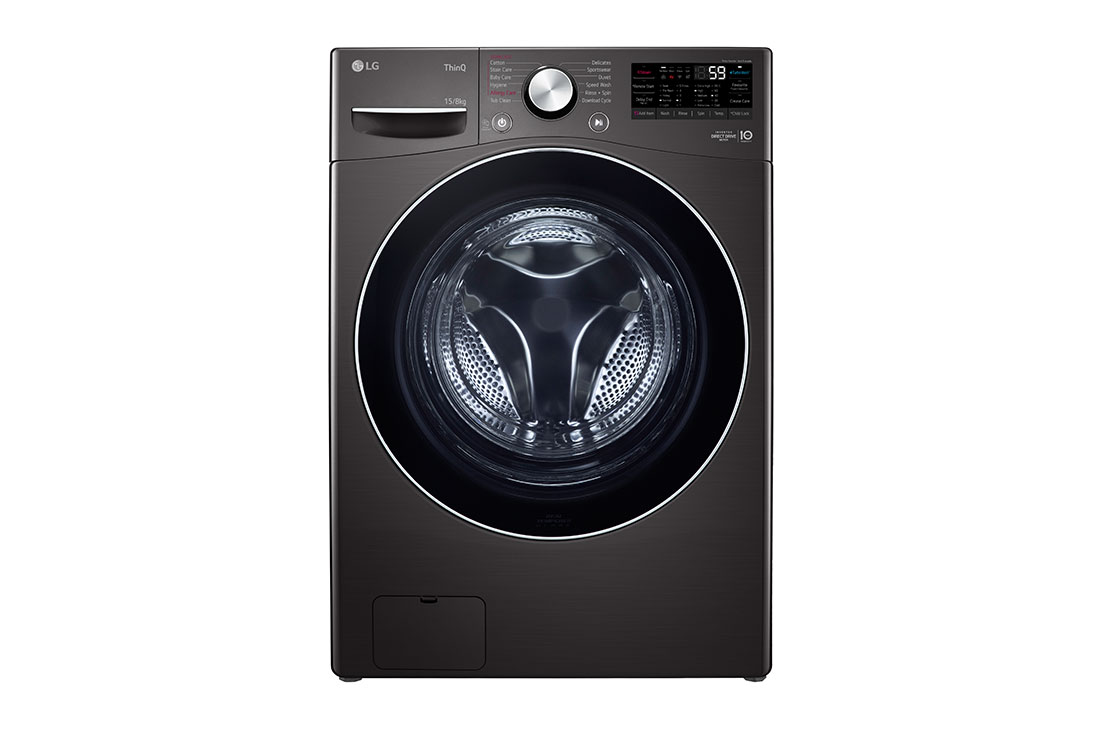 LG 15/8kg Front Load Washer Dryer with AI Direct Drive™ and TurboWash™ Technology, front view, F2515RTGB