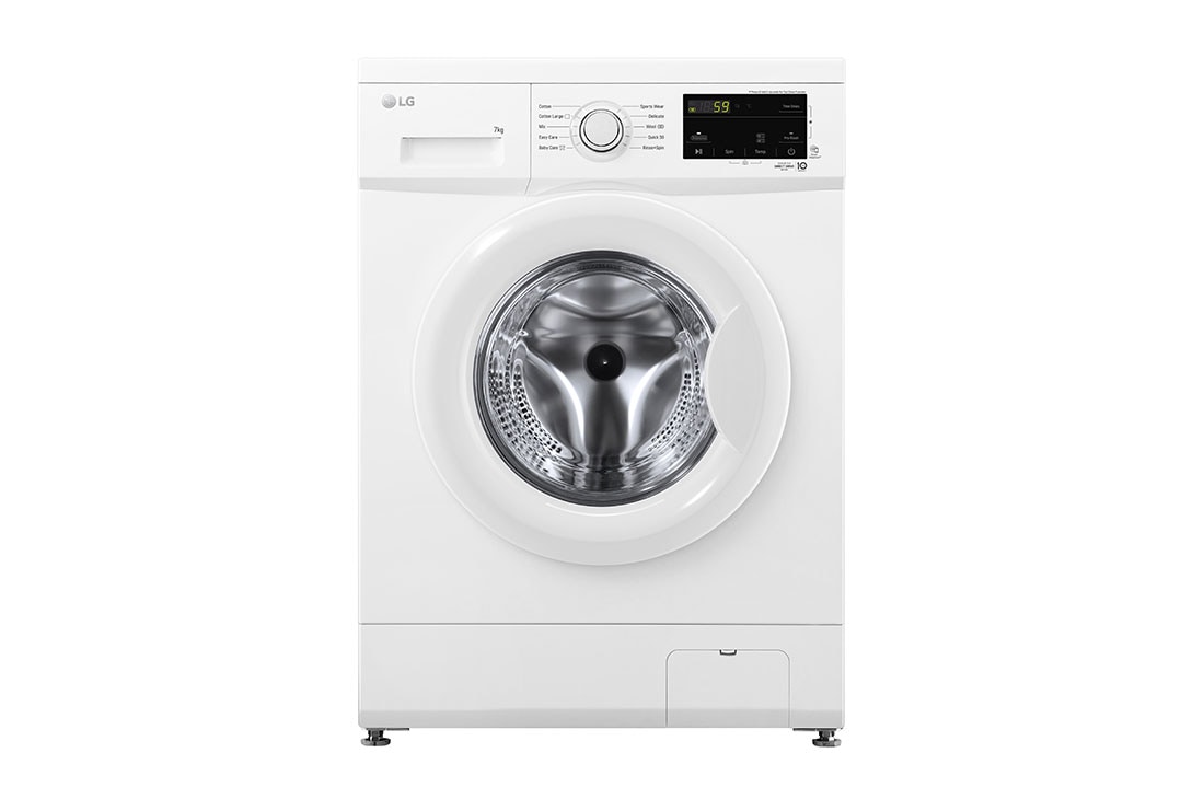 LG 7kg Front Load Washer with 6 motion Direct Drive, front view, FM1207N6W