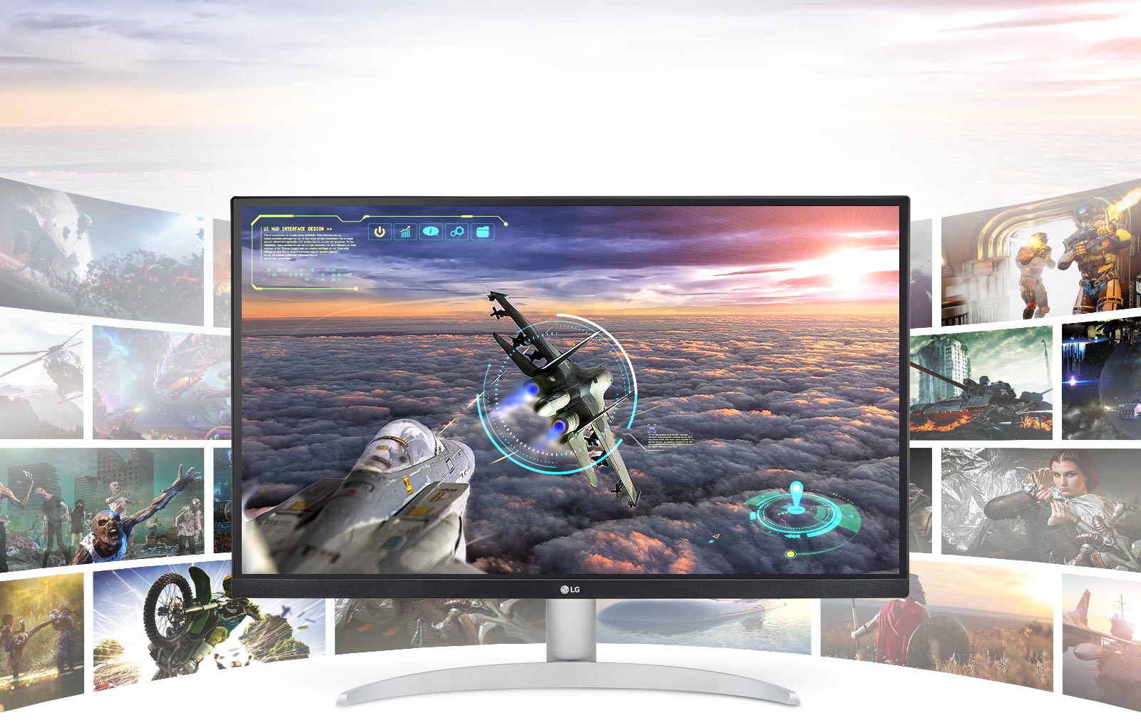 Gamingscène met uitzonderlijke helderheid en details op het LG UHD 4K-scherm