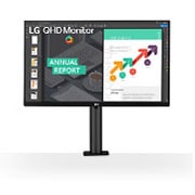 LG 27'' QHD Ergo IPS-monitor met USB Type-C™, Vooraanzicht monitor arm in het midden, 27QN880-B, thumbnail 4