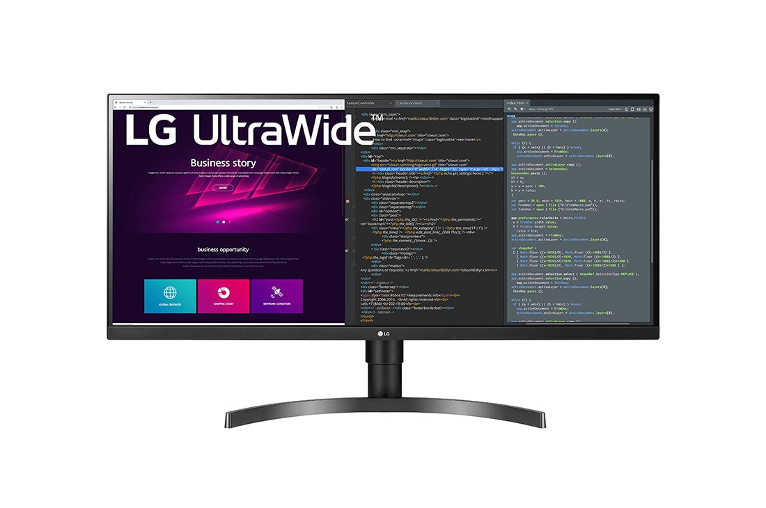 LG 34'' UltraWide™ QHD (3440 x 1440) IPS-monitor, Vooraanzicht, 34WN750-B