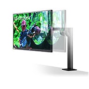 LG 27'' UltraGear™ Nano IPS 1ms (GtG) Ergo Gamingmonitor, zijaanzicht van de monitor uittrekken/intrekken, 27GN880-B, thumbnail 3
