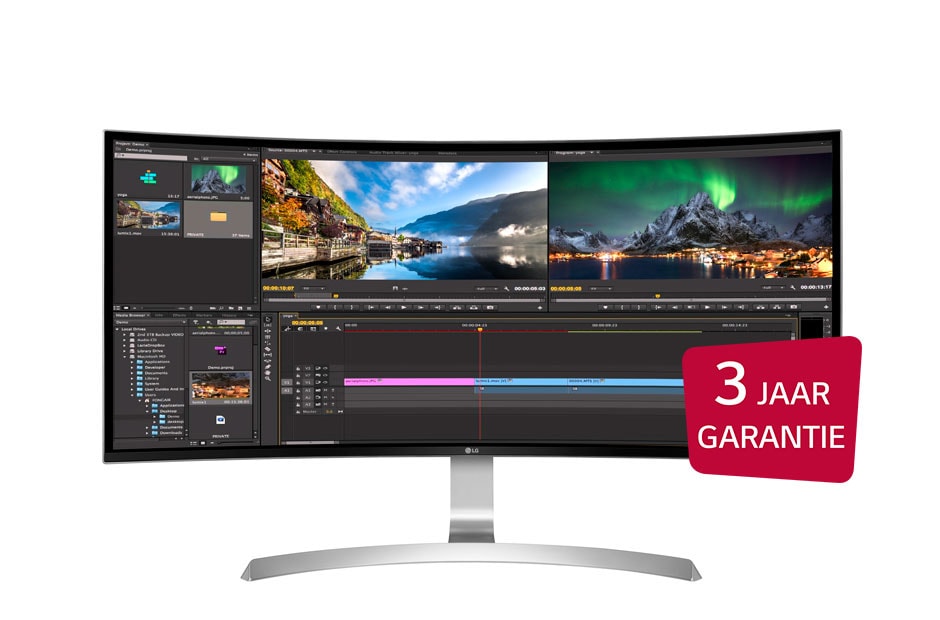 LG 34” Inch | 21:9 Curved Ultrawide™ Monitor | HD + (3440x1440) IPS Display | FreeSync | 1ms Motion Blur Reduction | OnScreen Control | Dual Linkup, 34UC99-W, thumbnail 0
